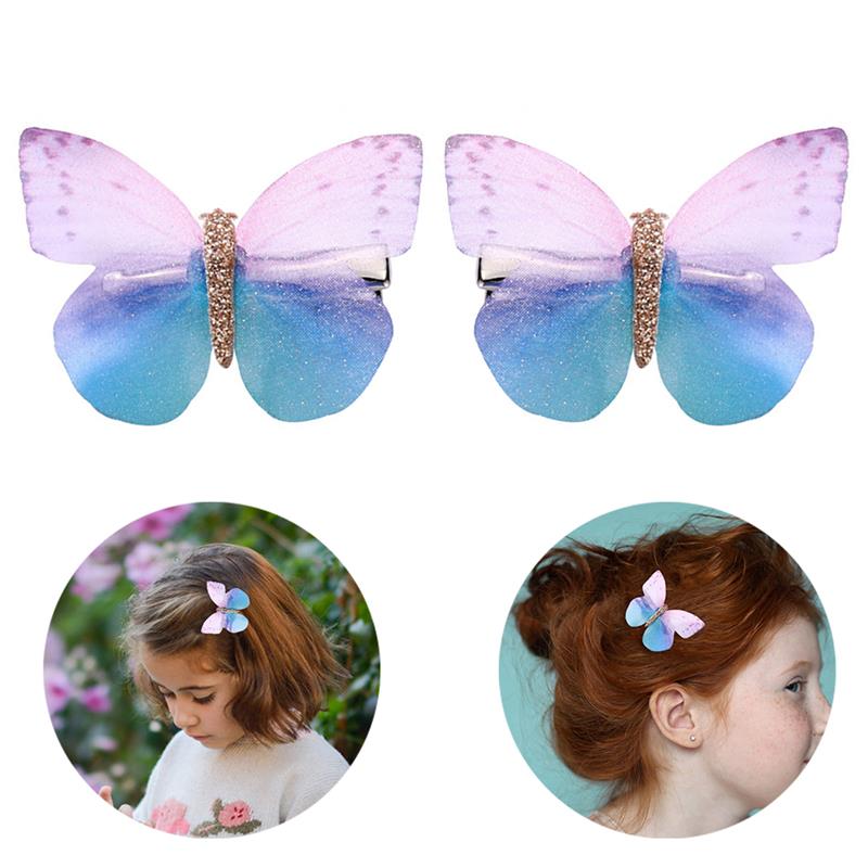 1 par de pinzas de pelo creativas para niños, pasador decorativo brillante para el pelo de mariposa, pasador para el pelo, accesorios para el pelo de niños,