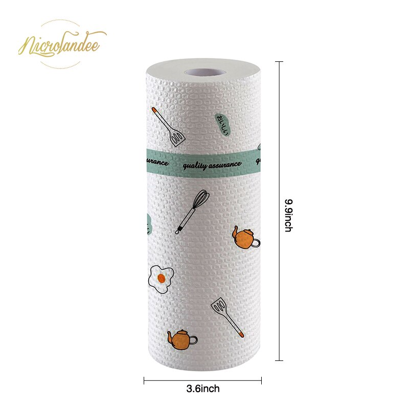 Nicrolandee 1 rulle non-woven stof dovne klude våde og tørre vaskbare engangsopvaskepapir til køkkenarbejde: 02 køkkengrej