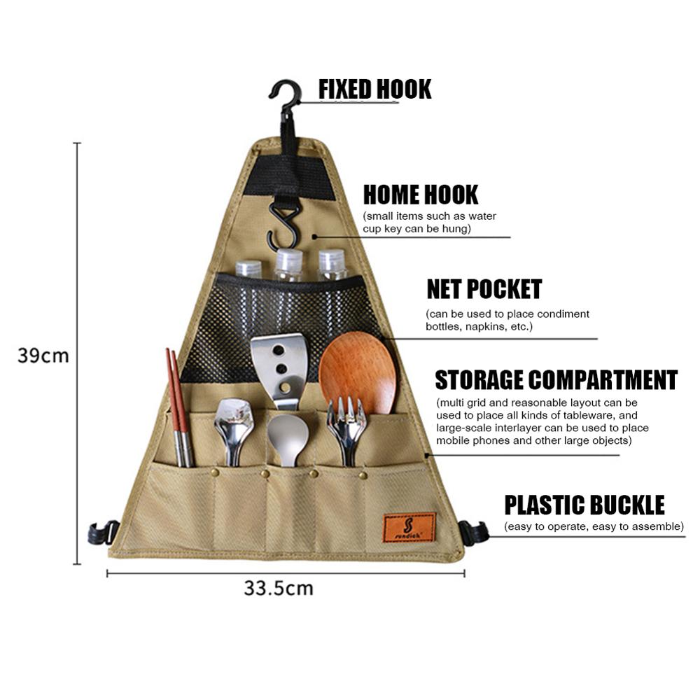 Piquenique talheres saco de armazenamento 900d oxford pano churrasco talheres organizador ao ar livre acampamento piquenique panelas pendurado titular sacos: Triangle Small