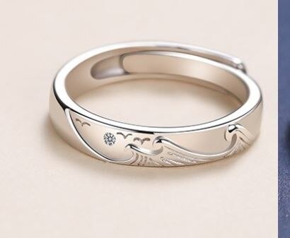 S925 Silver Plated White Gold Mountain Alliance Couple Ring 265: girl