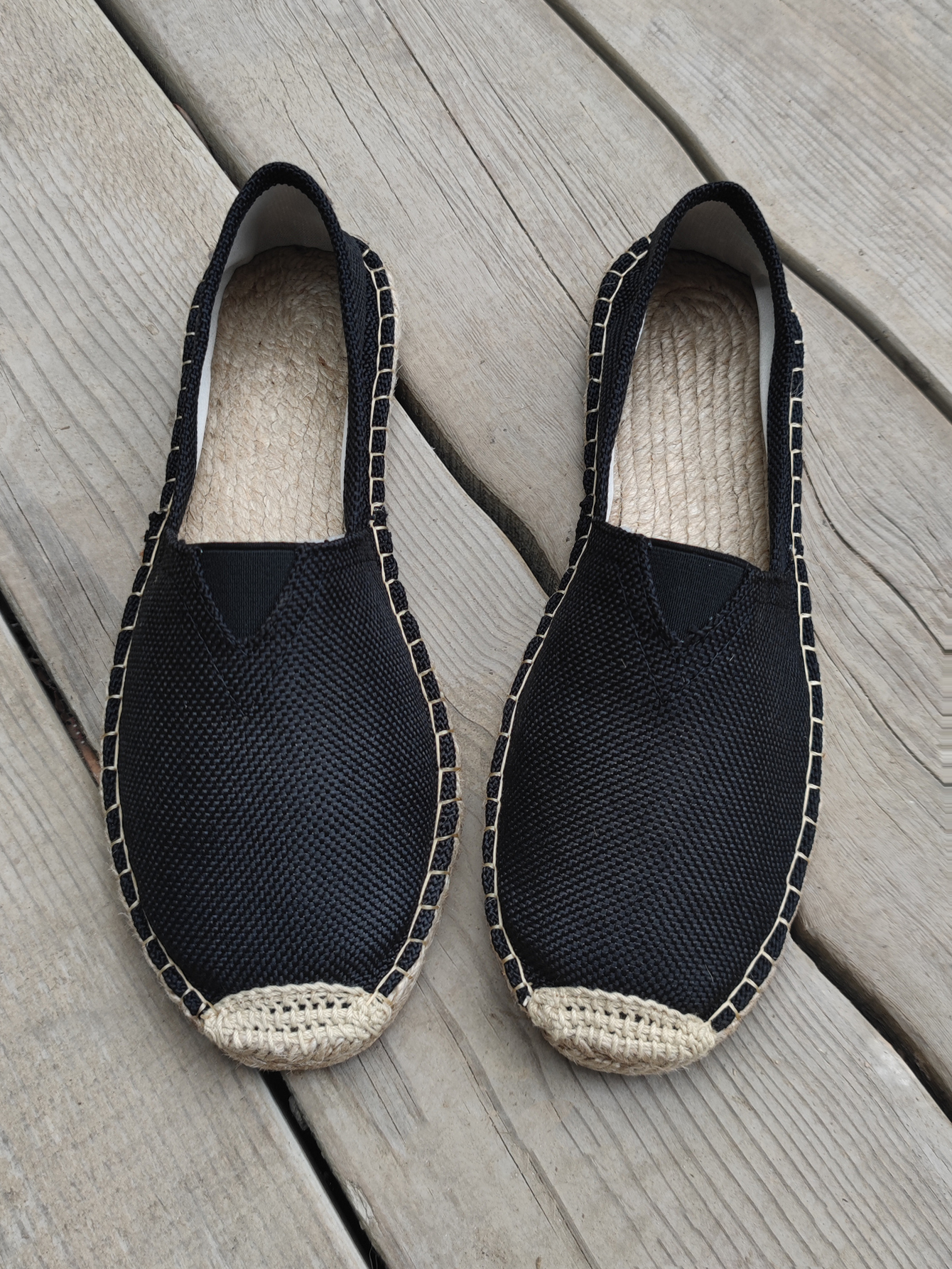 Scarpe da donna in lino da cucire Mocassini slip on Scarpe casual Espadrillas da uomo Scarpe basse in tela di canapa Calzature da guida per pescatore taglie forti: Black / 36