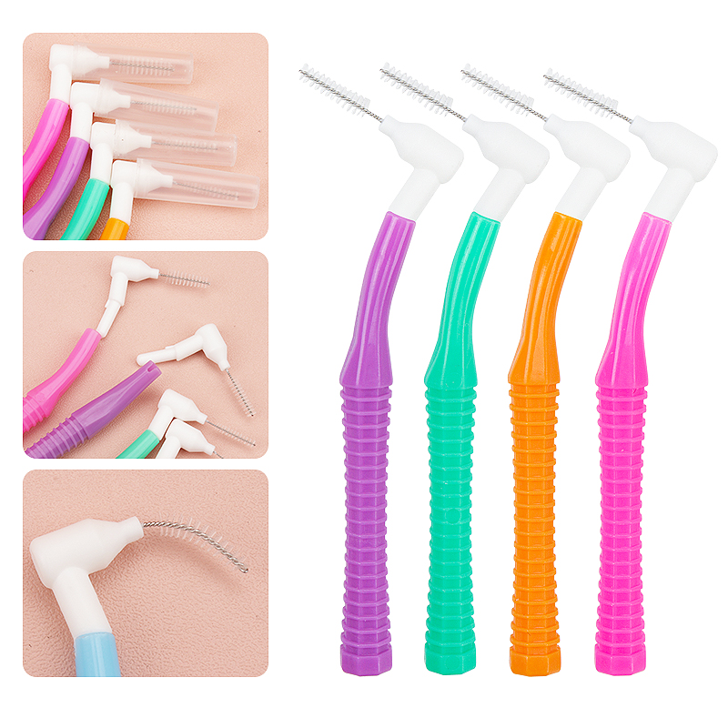 10 Pcs Orthodontic Toothpick Teeth Whitening Tooth Pick ToothBrush Oral Hygiene Care Tools L Shape Push-Pull Interdental Brush
