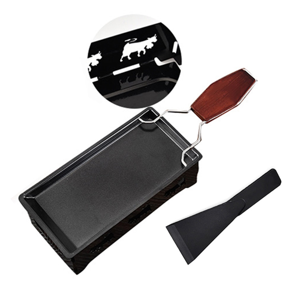 Portable Non-Stick Metal Cheese Raclette Oven Grill Plate Rotaster Baking Tray Stove Set Home Kitchen Baking Tool