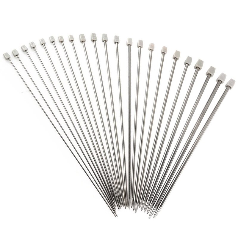 Práctico juego de agujas de tejer de acero inoxidable de 35cm, herramienta de ganchillo de una sola punta, agujas de tejer para manualidades, 2,0mm-8,0mm