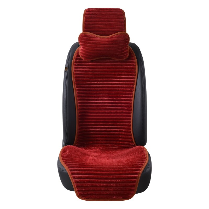 AUTOYOUTH-Funda de asiento de coche de terciopelo Nano para invierno, con reposacabezas, 5 colores, Universal, Protector de cojín, estilo de coche: Red