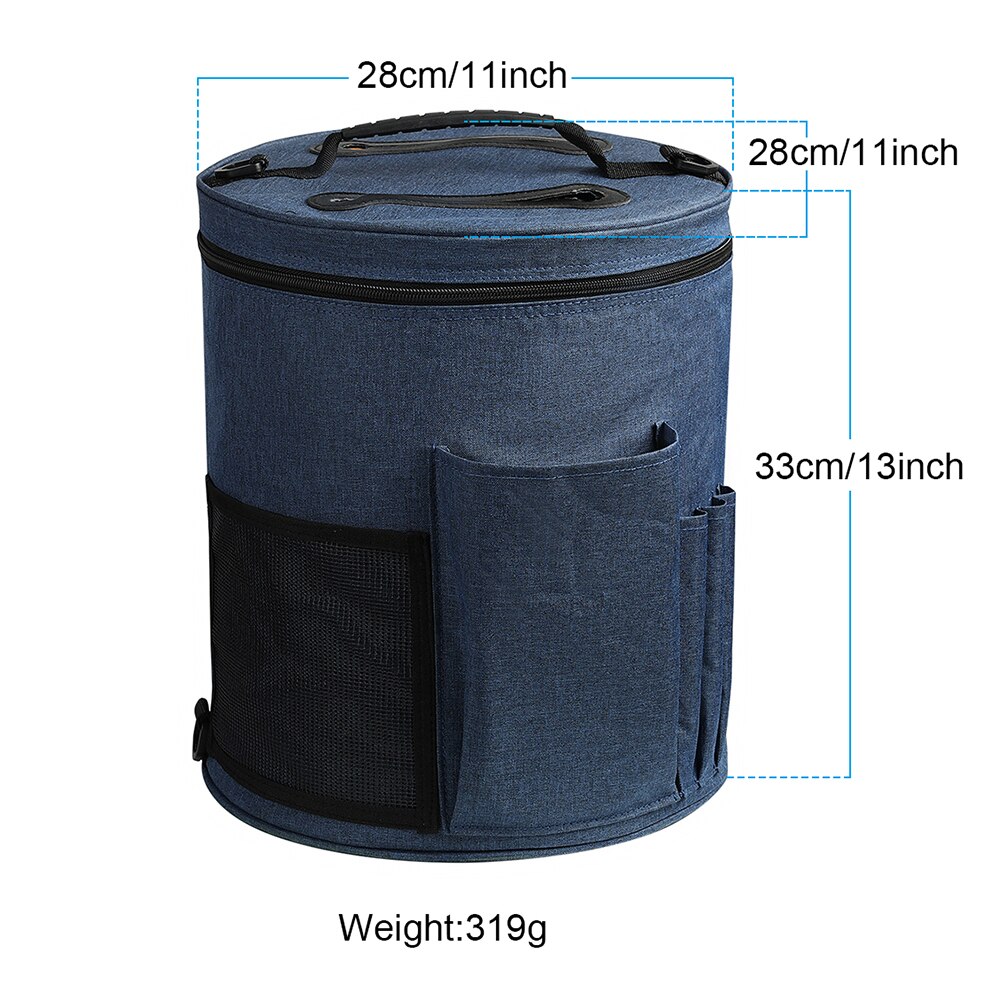 Knitting Bag Portable Yarn Storage Bag Tote for Wool Crochet Hooks Knitting Needles Sewing Supplies Set DIY Household Organizer: Blue