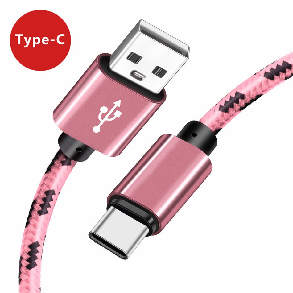 Für Samsung Galaxy Tab S5e Tab EINE 10,5 S10 A51 Hinweis 10 OnePlus 7 Ehre 20 9 2,1 EINE Schnelle ladegerät 3M Nylon Cord USB Typ C Daten Kabel: Rose gold / 300 CM