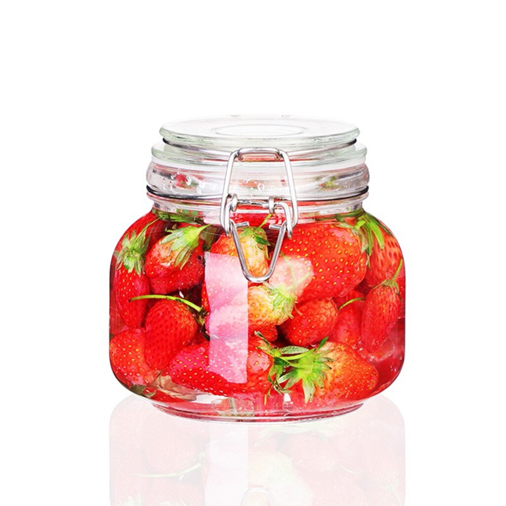 Thick Glass Kitchen Storage Jars Canister Jars with Clear Lid Container: Square 750ML