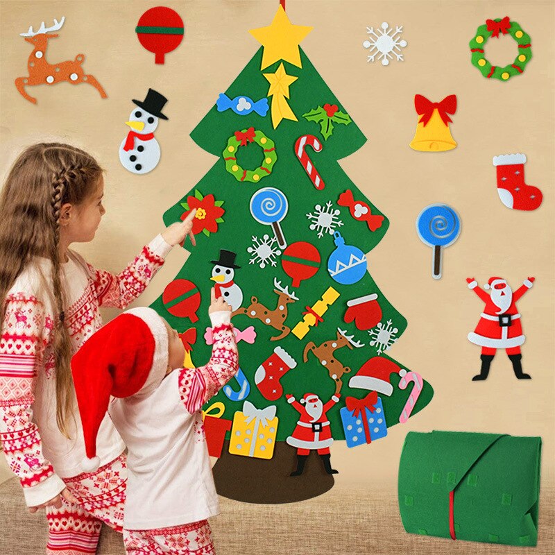 Kids Diy Vilt Kerstboom Decoratie Voor Home Decor Jaar Ornamenten Kerstman Xmas Tree