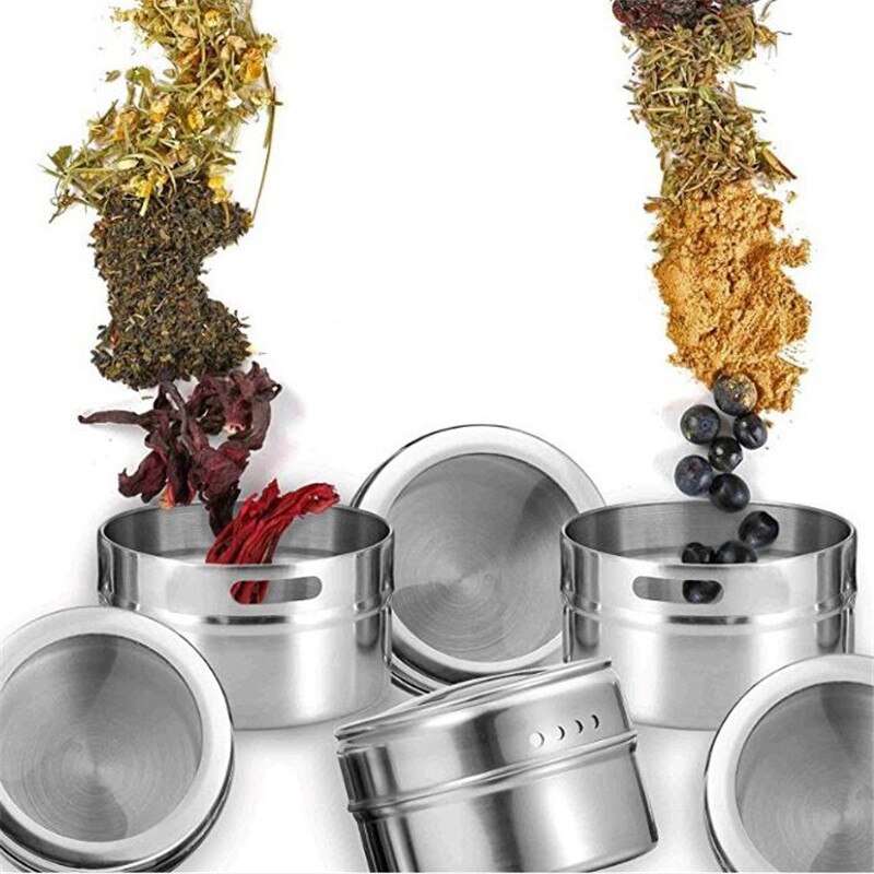 Edelstahl Magnetische Gewürz Gestell Topf Kraut Zinn Krug Lagerung Halfter Kochen Stehen Staubdicht Sichtbar Gewürz Glas Menage