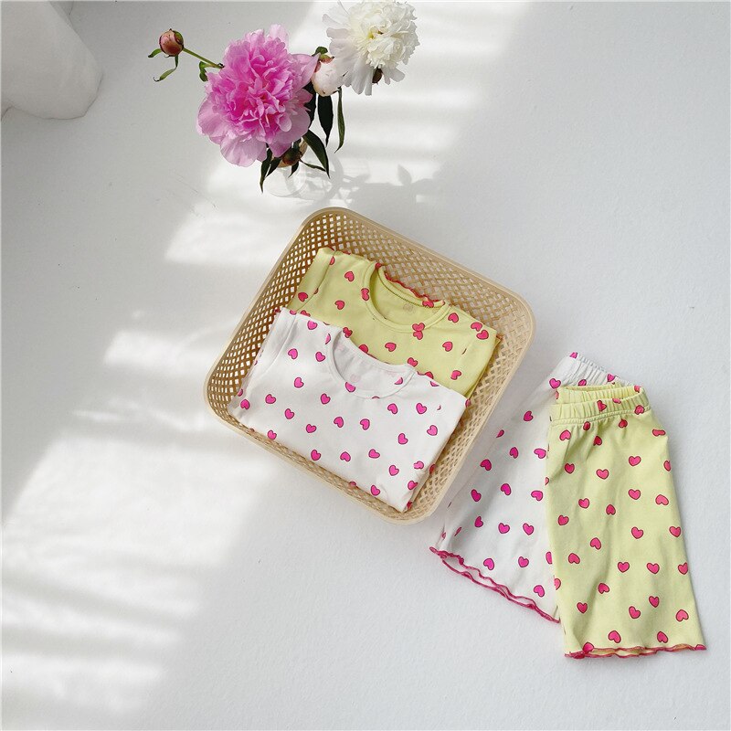 7 plus 1 kinderpyjamaset voor meisjes, wit hartje, schattig nachthemdje, mooie nachtkleding, 3t 4t zachte slaapkledij, ademende loungewear