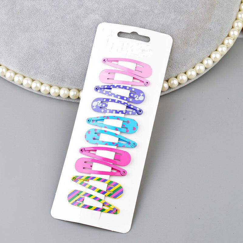 10 unidades/lote de pinzas para el pelo para niña pequeña, pasadores con estampado colorido para niña, horquillas de seguridad para niña, accesorios para el cabello: Style 3