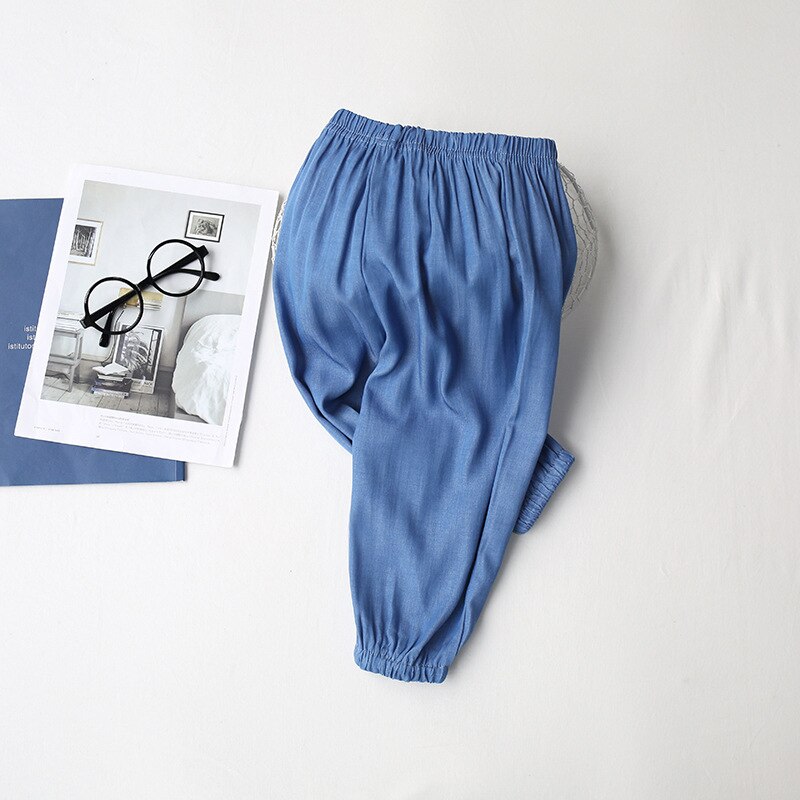 Pantaloni larghi per bambini estivi ragazzi e ragazze pantaloni in cotone blu pantaloni antizanzare per bambini: Deep blue / 120