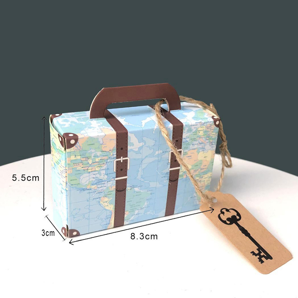 1 Juego de globos con mapa de viaje mundial, maleta, caja de dulces, pancartas de papel para mapa de viaje para niño, decoraciones para de cumpleaños con temática de avión