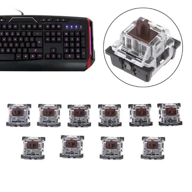 10Pcs 3 Pin KeyCaps Brown Mechanical Keyboard Switch for cherry MX Keyboard