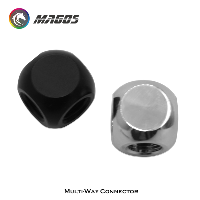 T-Splitter-T-Stück in Kugelform, 3 Wege, G1/4 x 3, Metallstecker zum Kompressionsverschraubung für PC-Wasserkühlung