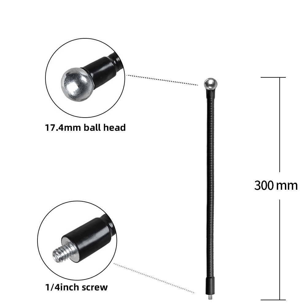 Supports de bâton de Selfie monopode à tige en métal Flexible avec vis de 1/4 pouces/bras d'extension de tête sphérique pour trépied d'appareil photo téléphone portable: MARRON