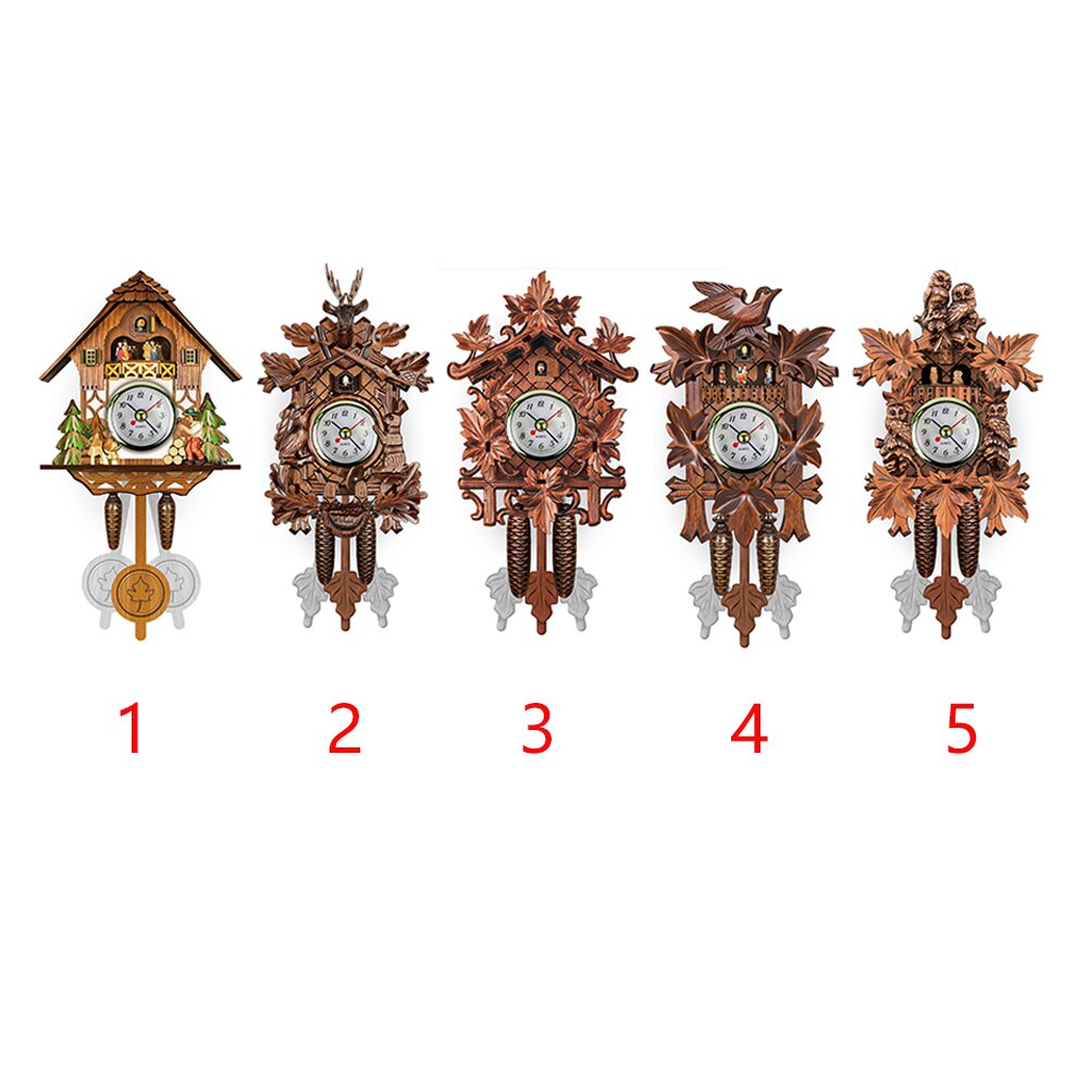 Bird Cuckoo Pendulum Home Wall Clock Decorative Living Room Hanging Vintage Wood