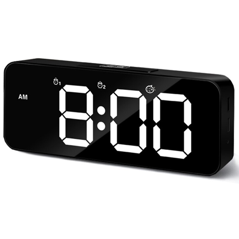 AT69 -Digital Wecker, Sound Control,Dual Alarme, 12/24 H, Volumen & Helligkeit Einstellbar, aufladbare Backup-Batterie: Black