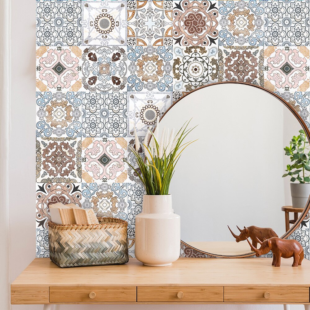 Dirty Old Style Mandala Distressed Floral Ornament Wall Sticker Kitchen Bathroom Ceramics Wall Decals Tiles Ground DIY Art Mural