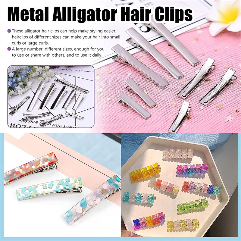 10pcs 5mm Width Gold Metal Alligator Single Prong Hair Clips Teeth Hairpins For DIY Bows Jewelry Making Accessories Women Girl