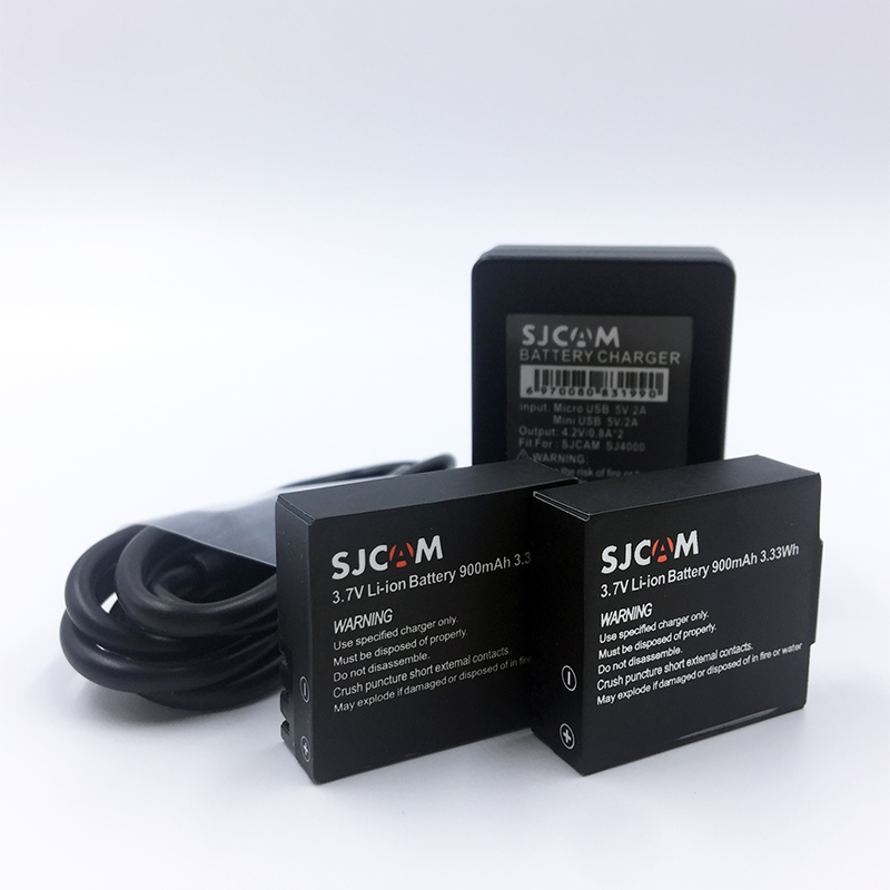 2 stks SJCAM Batterijen Oplaadbare Batterij + Dual Charger Voor SJ4000 SJ5000 SJ5000X Elite WIFI M10 Plus actie Camera Accessoires
