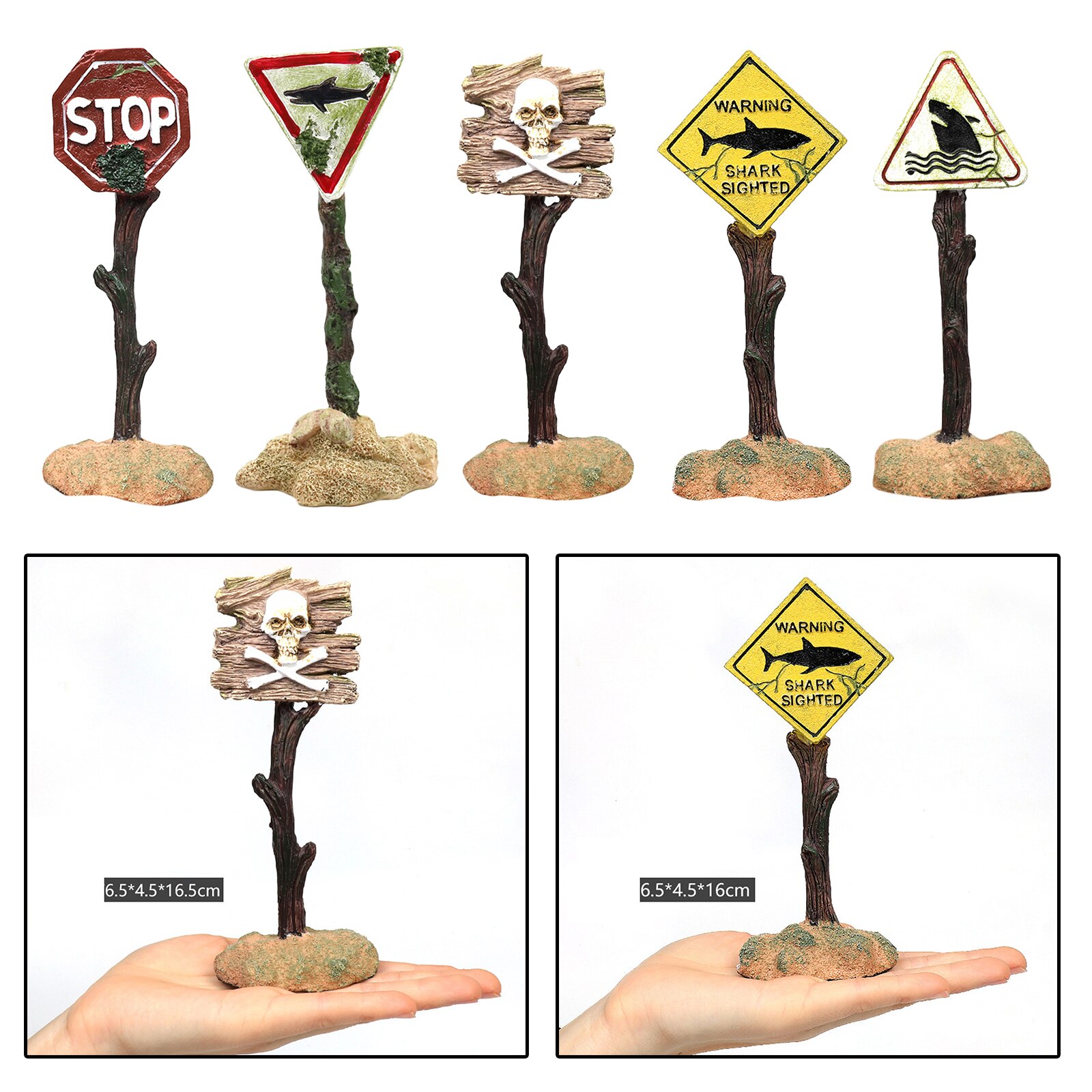 Funny Cartoon Warning Signs Aquarium Landscape Fish Tank Goldfish Decoration