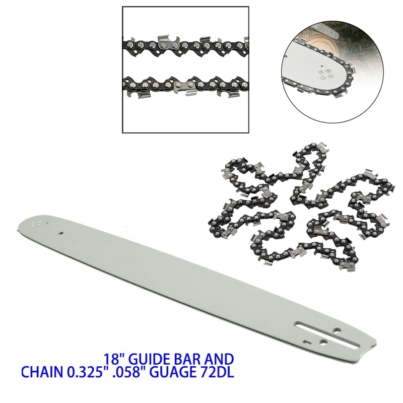 18'' Guide Bar + Chain 0.325" .058" 72DL Fit For Chinese Chainsaw Attachment Set
