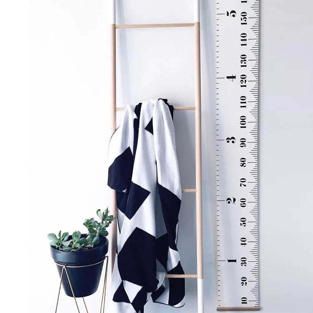 Rollable Ruler Photography Prop Kids Growth Chart Home Decoration Height Measure Hanging Wooden Simple