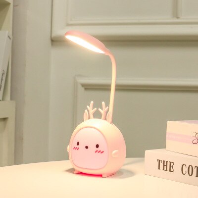 LED Desk Lamp Cute Cartoon Table Lamp Eye Protection Reading Lamps Rechargeable Bedroom Three Mode Night Light For Kids Children: pink