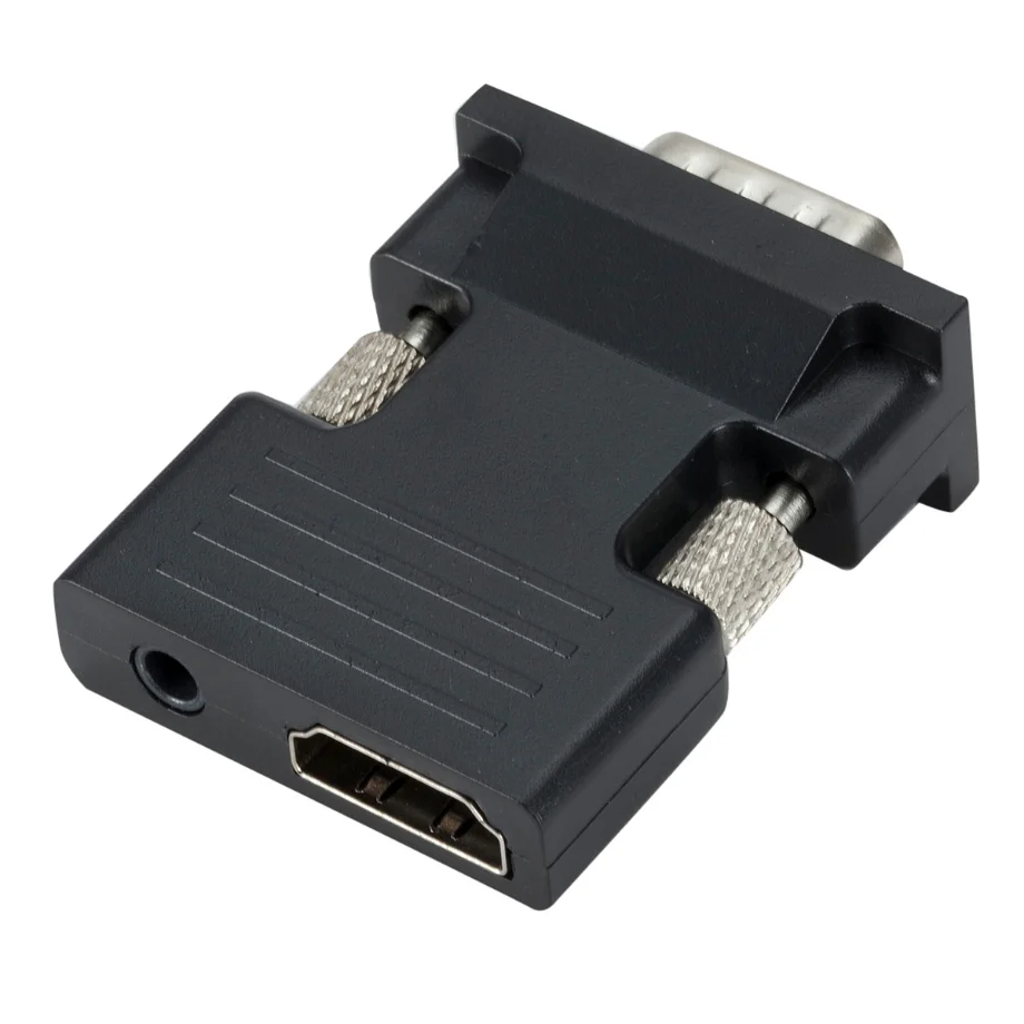 PzzPss HDMI-kompatybilny z konwerter VGA z 3.5Mm kablem Audio 1080P HDMI-kompatybilny żeński do VGA męski Adapter do PC Laptop