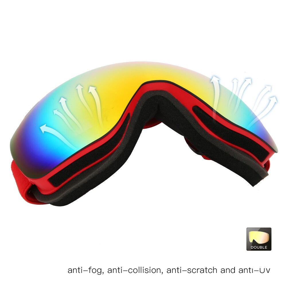 Vuxna unisex utomhus dubbla lager anti-imma skidglasögon bred synvinkel anti-vindskydd klätterglasögon