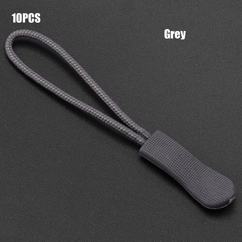 10Pcs Zipper Pull Puller End Fit Rope Tag Fixer Zip Cord Tab Replacement Clip Broken Buckle for Sewing Clothes Travel Bags: Grey