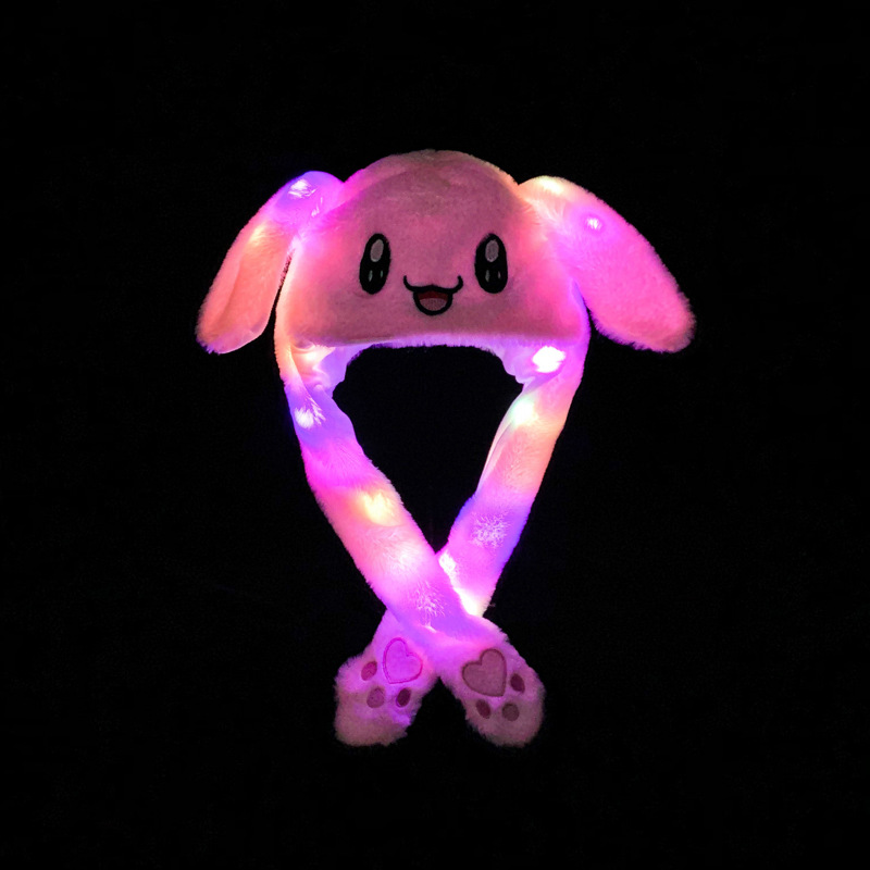 Chapeau de lapin de dessin animé japonais, oreille en peluche brillante, chapeau de saut mobile, oreilles rampantes lors de la pattes, chapeaux de Cosplay d'animaux mignons: Bleu