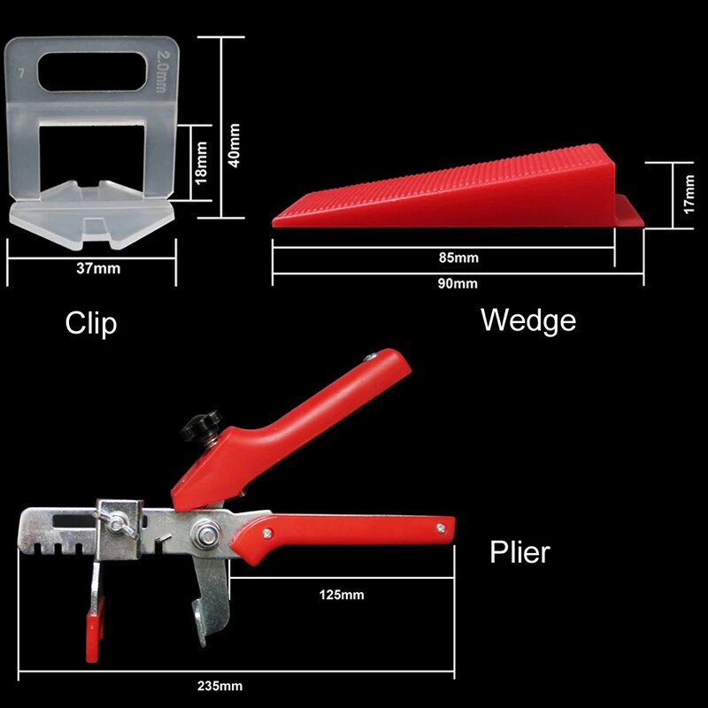 401Stck Fliesen Nivellierung System 2mm 300Stck Clips + 100Stck Keile + 1 Stück Zange Kunststoff Fliesen werkzeuge Fliesen Abstandshalter