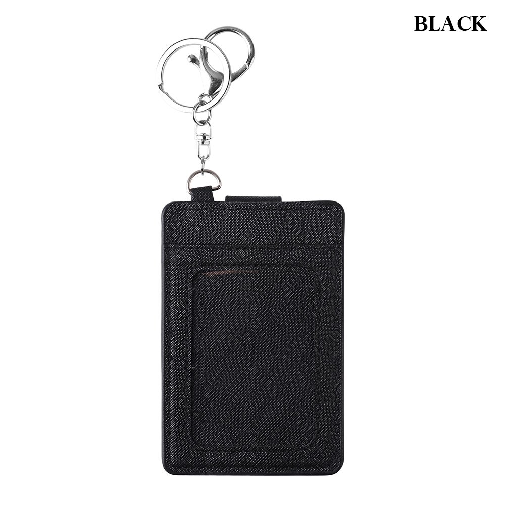 1 stuk unisex draagbare id-kaarthouder bankbuskaarten badgehoes kantoorwerk sleutelhanger sleutelhanger gereedschap beschermhoes: Zwart