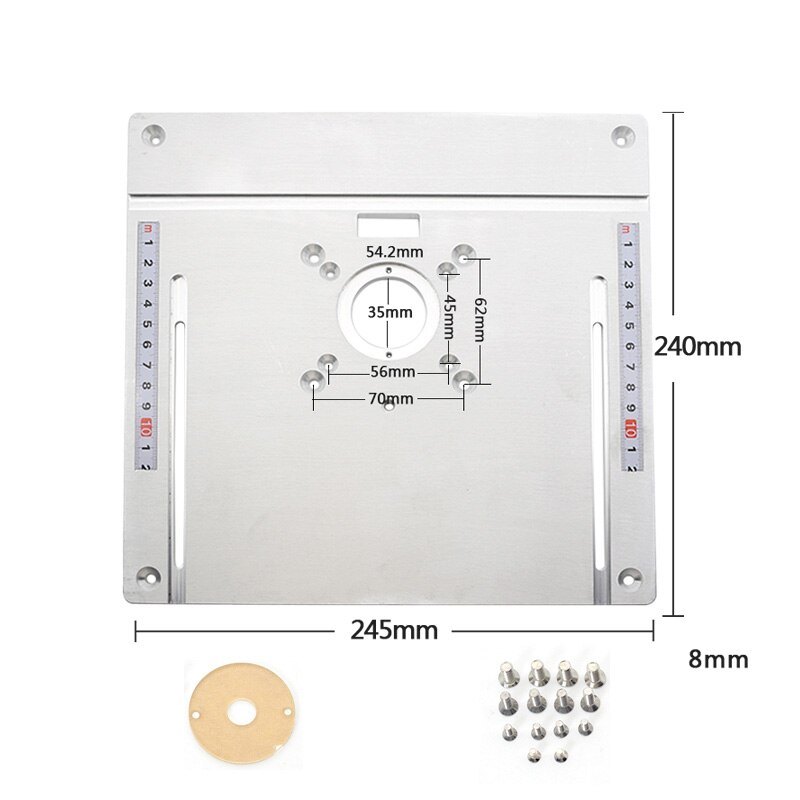 Placa de inserción de mesa enrutadora de aluminio, fresadora eléctrica de madera, tabla abatible con calibrador de inglete, sierra de mesa, banco de trabajo para carpintería