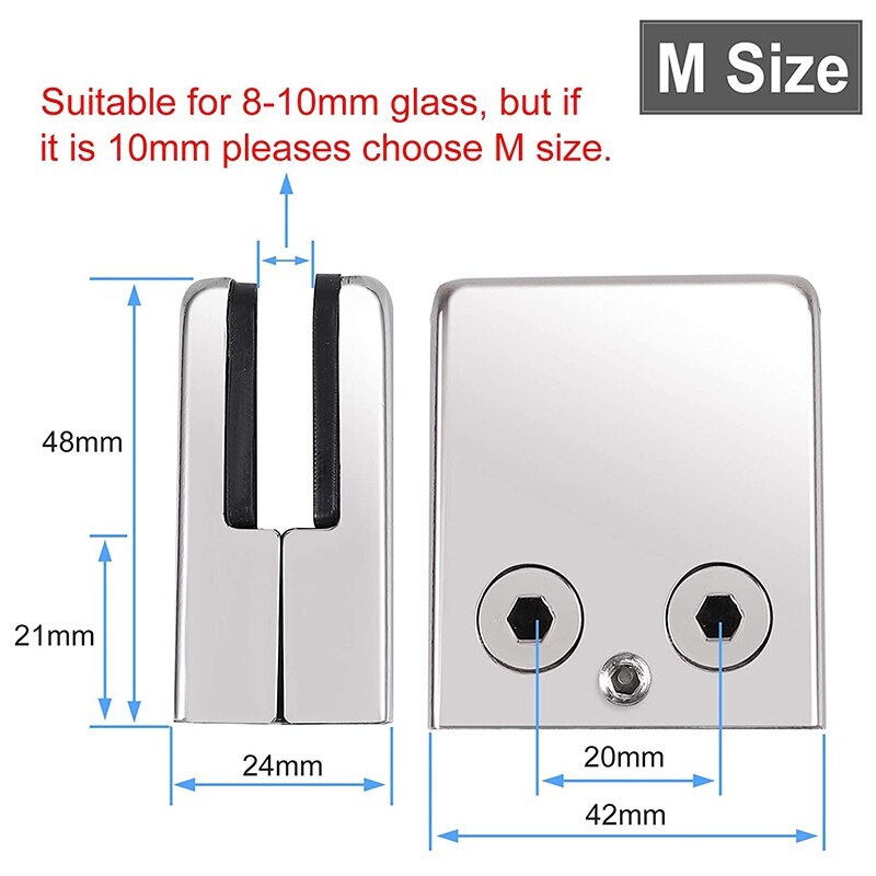 Glasklem 8-10Mm 8Pcs Rvs 304 Glasklemmen Verstelbare Glazen Beugel Flat Terug Voor Balustrade trap