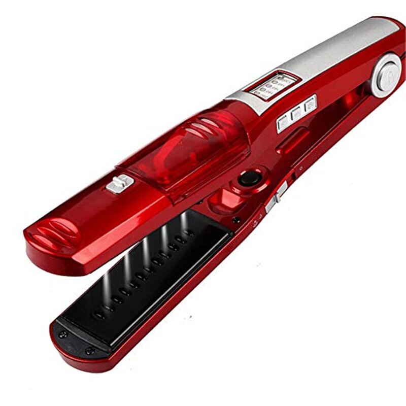 Infrared Steam Straighteners for Hair Infrared Hair Iron with 2 Inch Wide Ceramic Tourmaline Plates Hair Iron: Red / UK