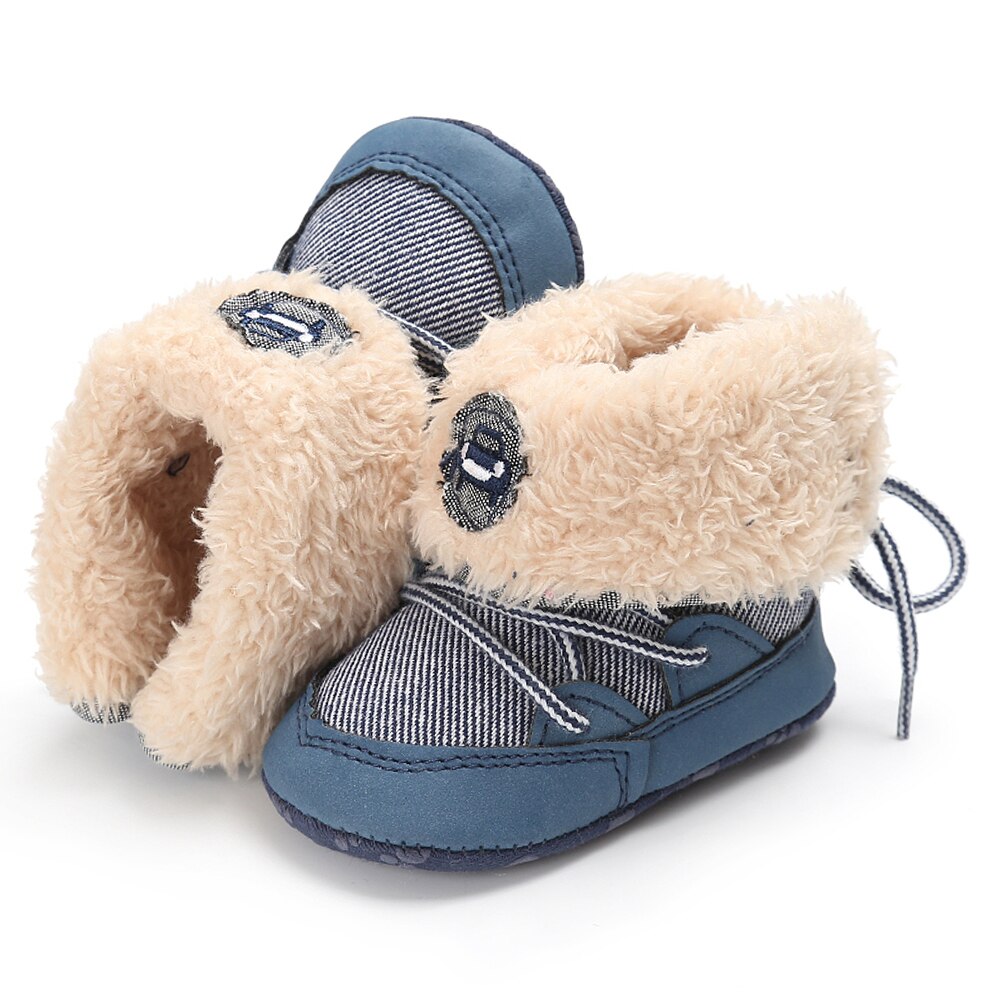 Winter Baby Boots Fleece Warm Newborn Shoes for Boys booties bebek ayakkabi Soft Sole tenis sapato infantil menino Bebes Booties: Blue / 0-6 Months