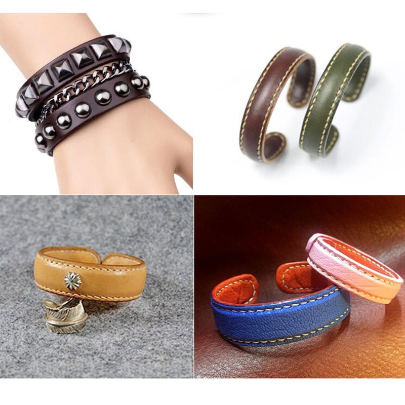 10Pcs Titanium Blank Stamping Bracelet DIY Leather Cuff Bangles Jewelry Making Blank Cuff Bracelet