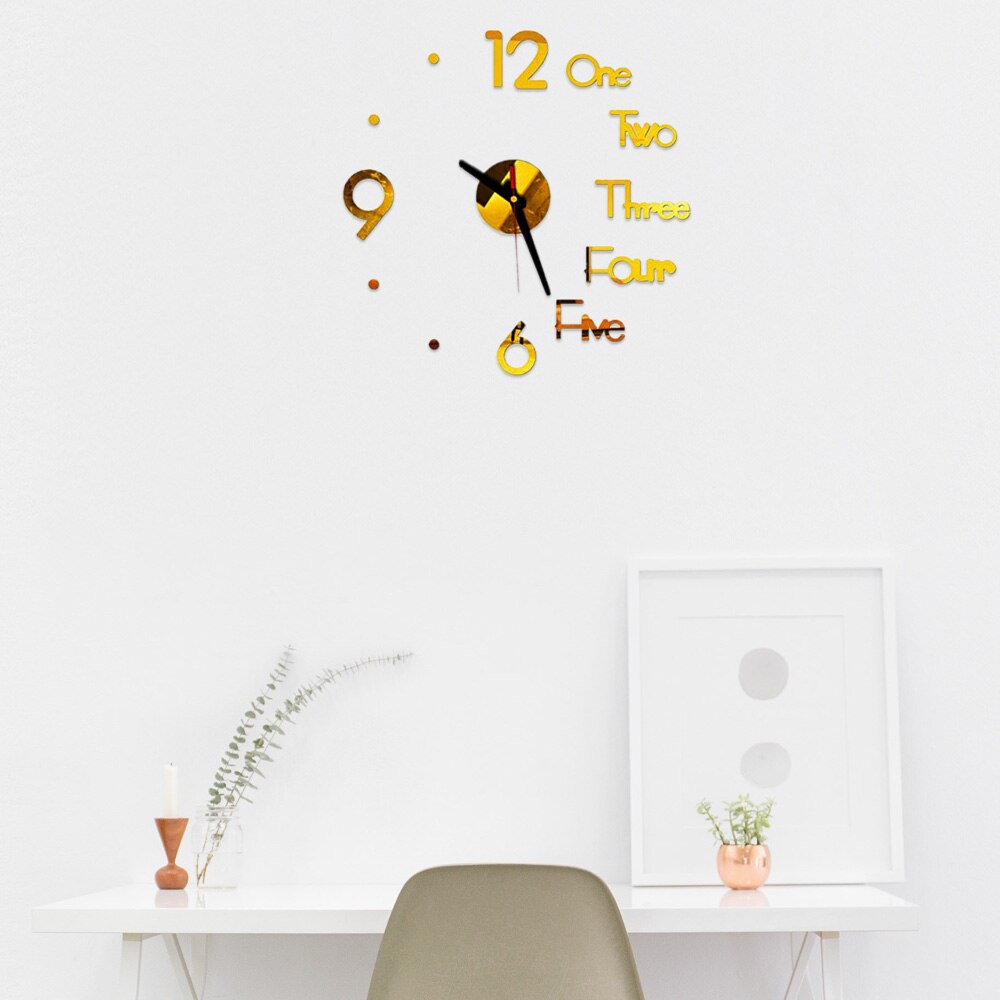 Diy digitale wandklok met 3d spiegeloppervlakken, sticker voor slaapkamer, kantoor, stille klok, thuiskantoordecoratie, wandklok