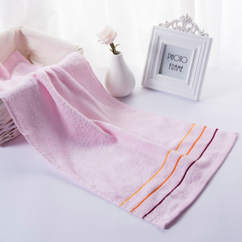 100%  katoenen gestreepte handdoeken met effen oppervlak, snel drogende handdoeken voor volwassenen versus roze haartulbandhanddoek: Roze