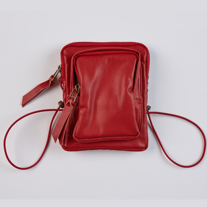 Kvinder lille skuldertaske mini messenger tasker telefonpose crossbody taske tynd skulderbælte mini lynlås pose til kvinder: Rød messenger taske
