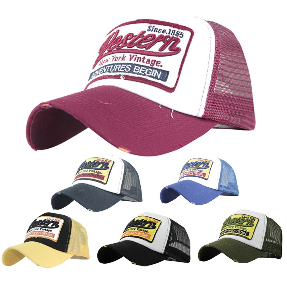 Gorras de béisbol bordadas para hombre y mujer, gorros de béisbol unisex, de algodón Multicolor, malla con letras bordadas, unisex
