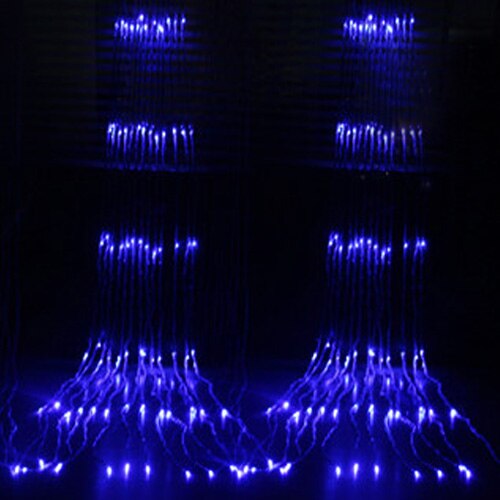 Luz do feriado 3x3m 320 led cachoeira queda de neve cortina icicle led string luz chuva chuva efeito natal casamento luz: Azul