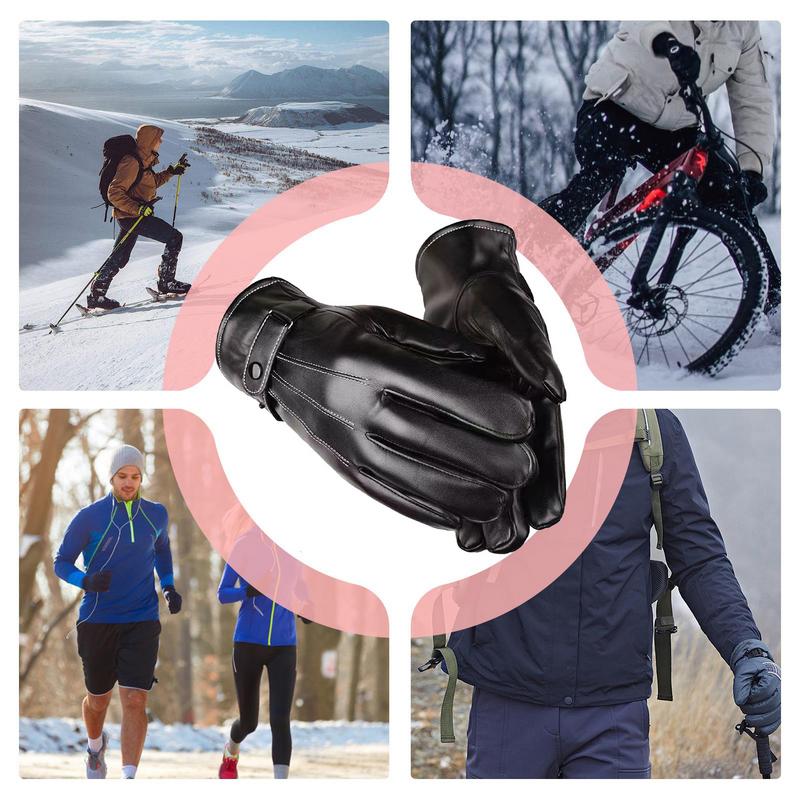 Luvas quentes de inverno luvas de ciclismo para homens tempo frio touchscreen luvas de couro de esqui para ciclismo ao ar livre condução