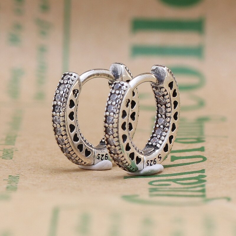 Authentieke 925 Sterling Zilver Kleine Harten Van Earring Hoops Voor Europese Vrouwen Oorbellen Sieraden