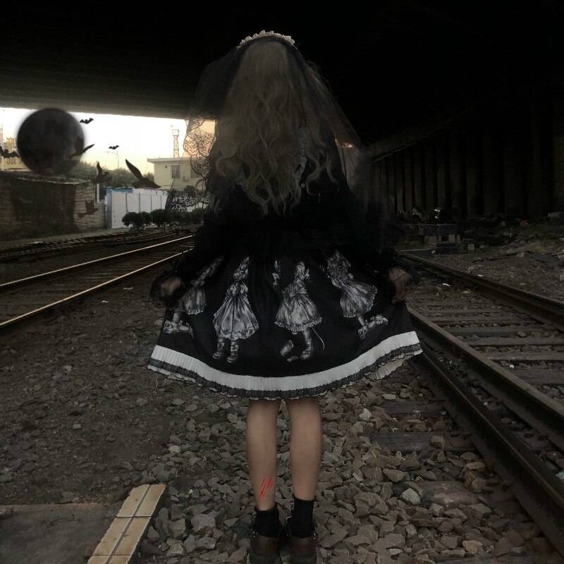 Goottilainen lolita mekko dark angel series high low lolita jsk mekko by soufflesong kawaii retro tumma japanilainen