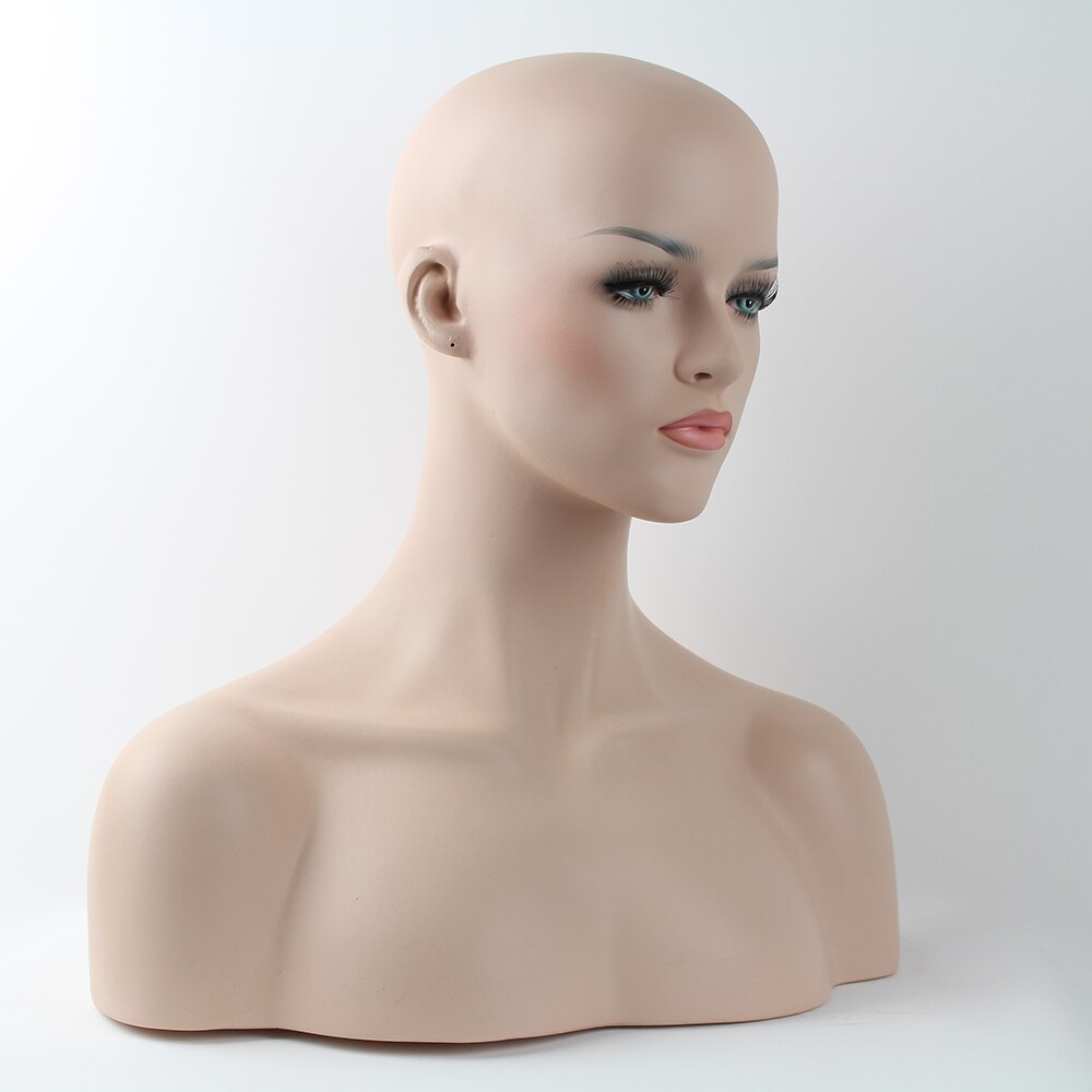 Realistic Female Fiberglass Mannequin Head Bust For Wig Jewelry And Hat Display